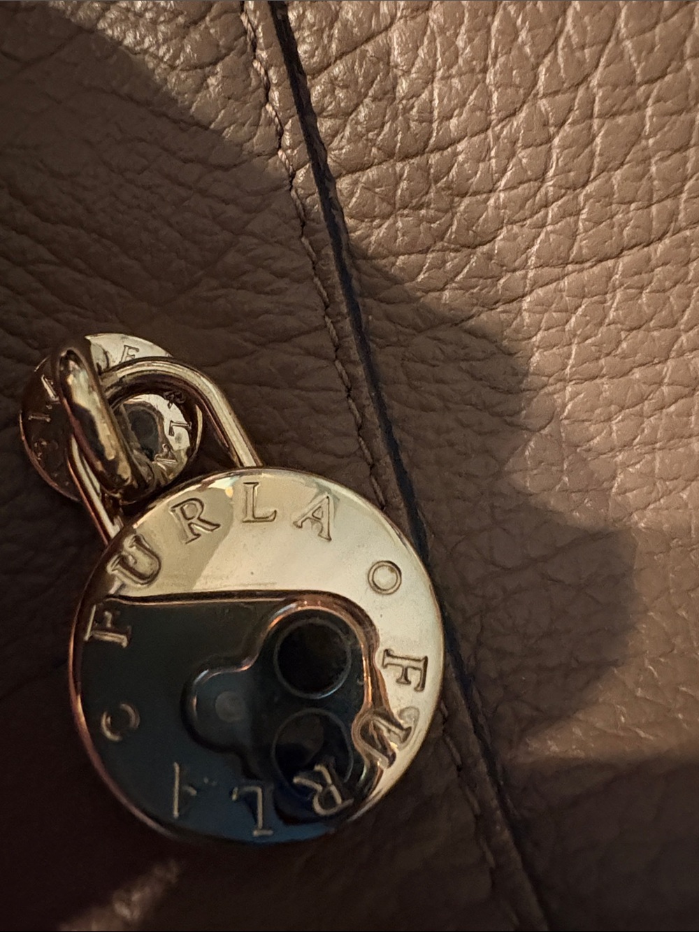 Furla Taupe Leather Satchel with Gold-Tone Charm - Picture 8 of 13